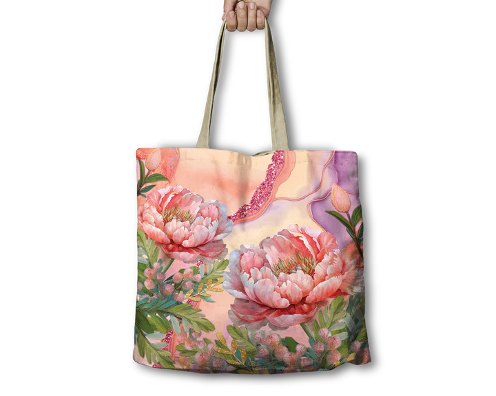 Lisa Pollock Reusable Shopping Bag - Coral Peony